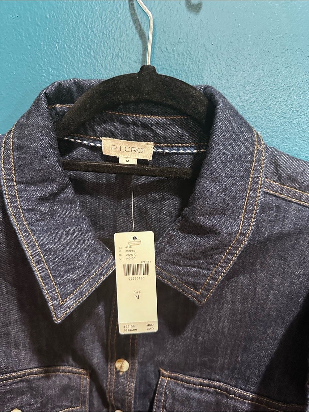 Anthropologie Pilcro Denim Ruffle Sleeve Button-Front Shirt - Picture 3 of 10